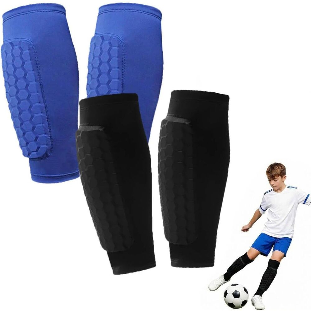 2 Pairs Soccer Shin Guards  Calf Compression Sleeves | Kids & Adults
